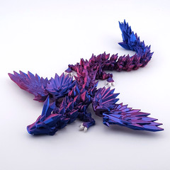 Qty 4 Articulated Crystal Dragon Toys 11.25″ 3D Printed Dragon Fidget Desk Pets