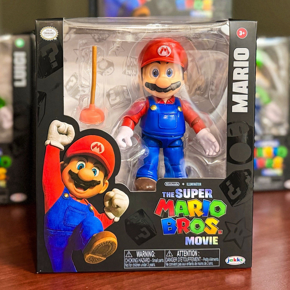JAKKS Pacific Super Mario Bros. Movie Mario Action Figure w/ Plunger, Ages 3+