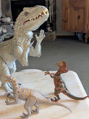 Jurassic World Park Bashers & Biters 8 Pc Lot Indominous Roar Light Up Dinosaurs