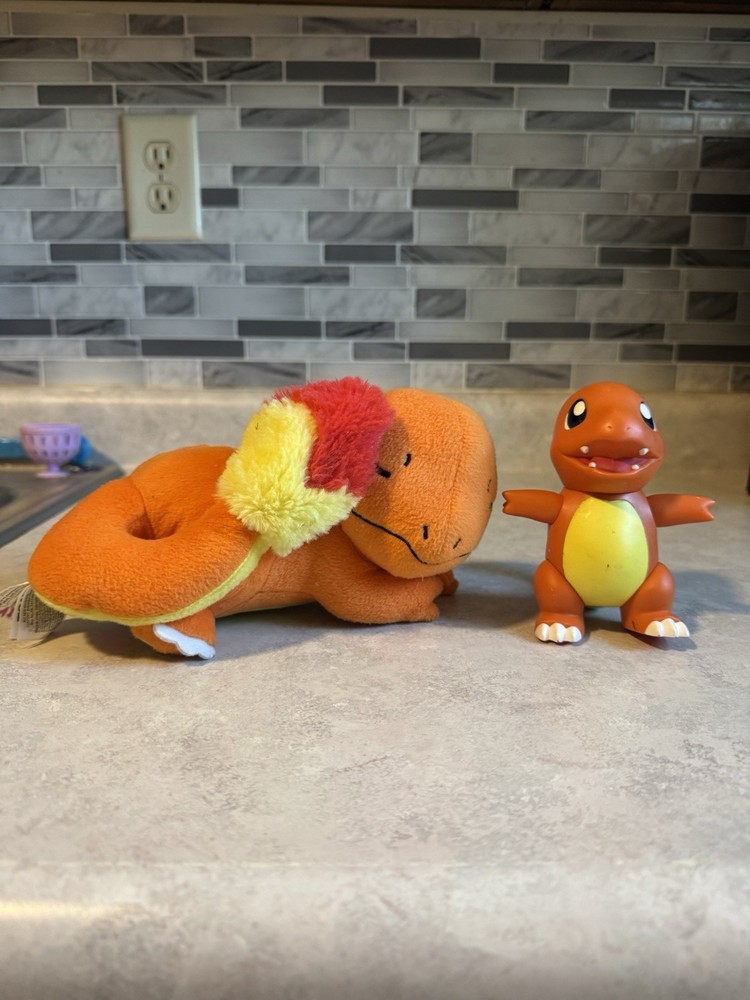 Pokemon Sleeping Charmander Exclusive 8″ Plush, And 5” 1998 Tomy Figure!