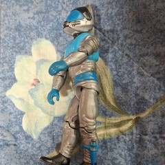 Blue & Silver Armored Robot Action Figure, Plastic, Blue/Silver/Black
