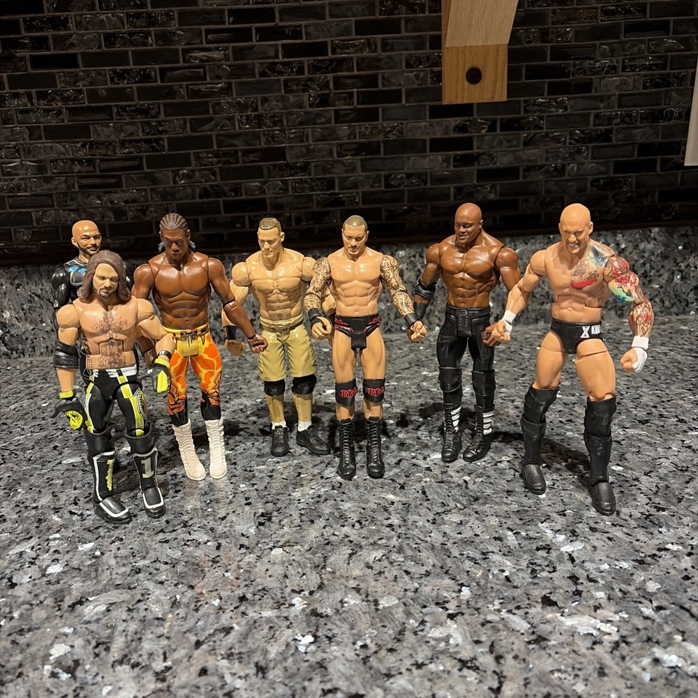 Lot of 7 WWE Wrestling Action Figures Mixed Wrestlers 2012-2017 Used