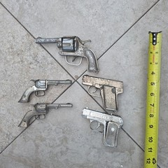 Lot Of 5 – 1950’s Kids Metal Toy Cap Gun Pistols – Vintage