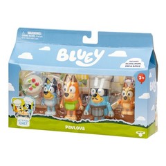 Bluey Pavlova Figure 4 Pack with Bluey, Bingo, Bandit Chef & Chilli, Ages 3+