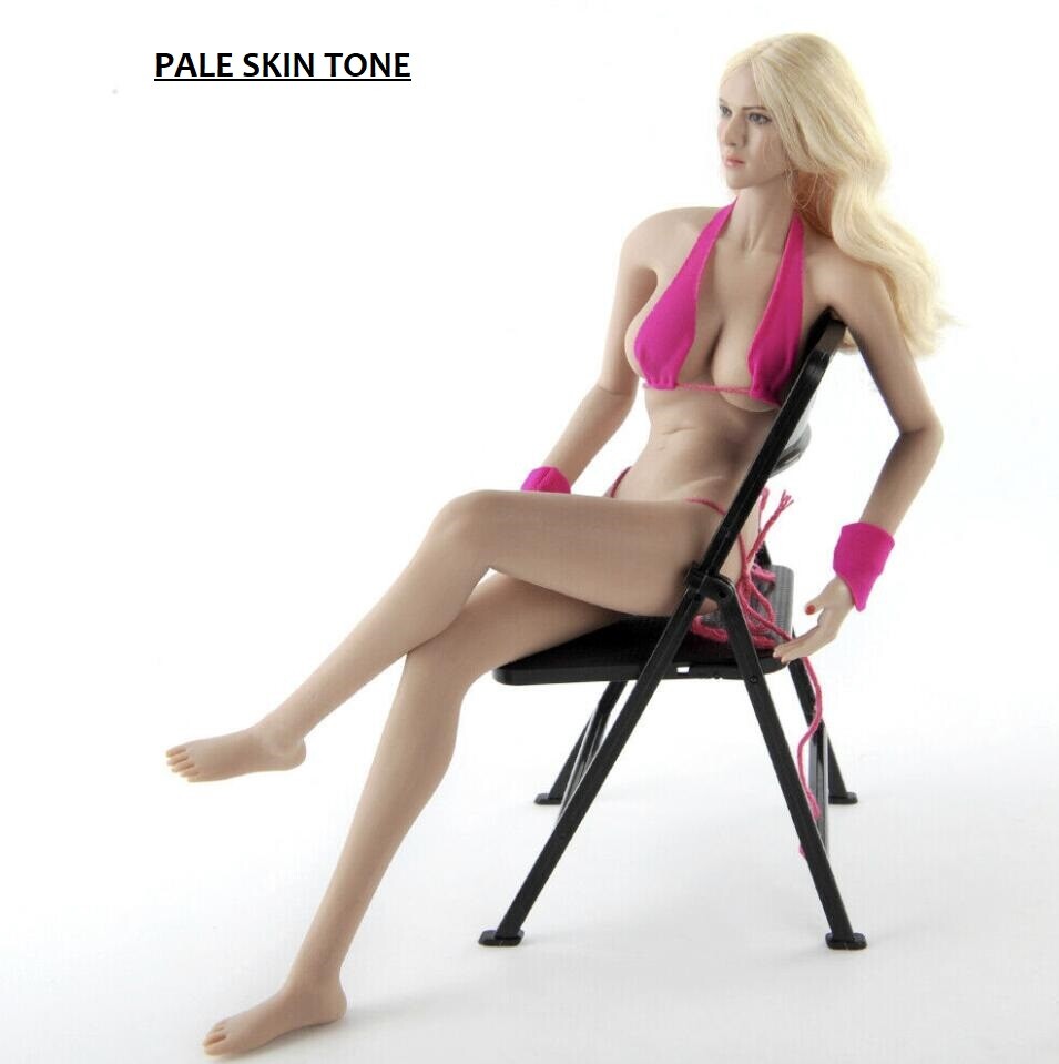 JIAOU DOLL 1/6 FEMALE SEAMLESS Large Bust Pale Figure Body w/ BIKINI & STAND