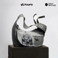 POP MART Hirono x Dou Jingtong Flying Man Patchwork Messenger Bag