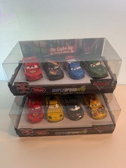 Cars Disney Store LOT OF 2 LIGHT UP 4 PACK WORLD GRAND PRIX RACERS HTF