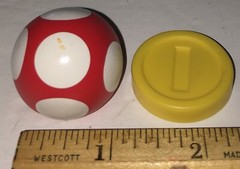 Lot Super Mario Bros. Nintendo 2014 Video Game Figures; Mario, Mushroom, Coin