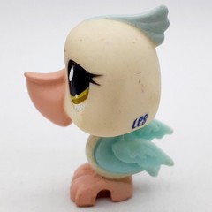 Littlest Pet Shop Pelican Bird Mini Figure Beige Yellow Eyes Hasbro LPS Toy