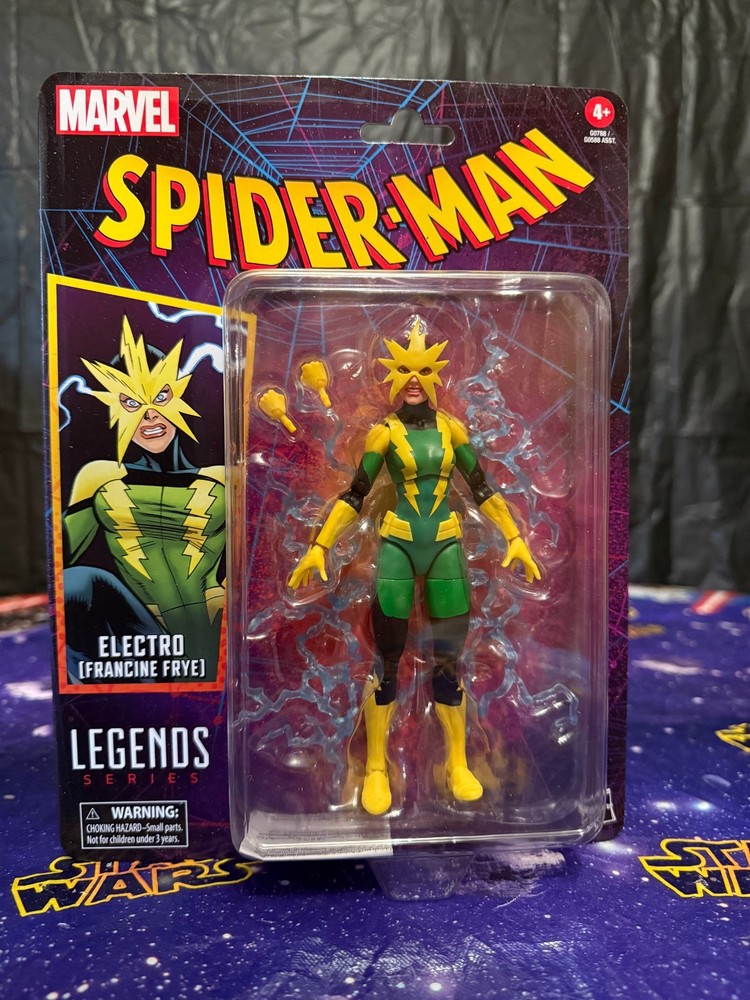 MARVEL LEGENDS -Spider-Man Retro Cardback Fig “Electro Francine Frye” BRAND NEW!