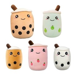 Soft Boba Milk Tea Pearl Bubble Brown White Pink Green Plush Pillow Stuffed Doll
