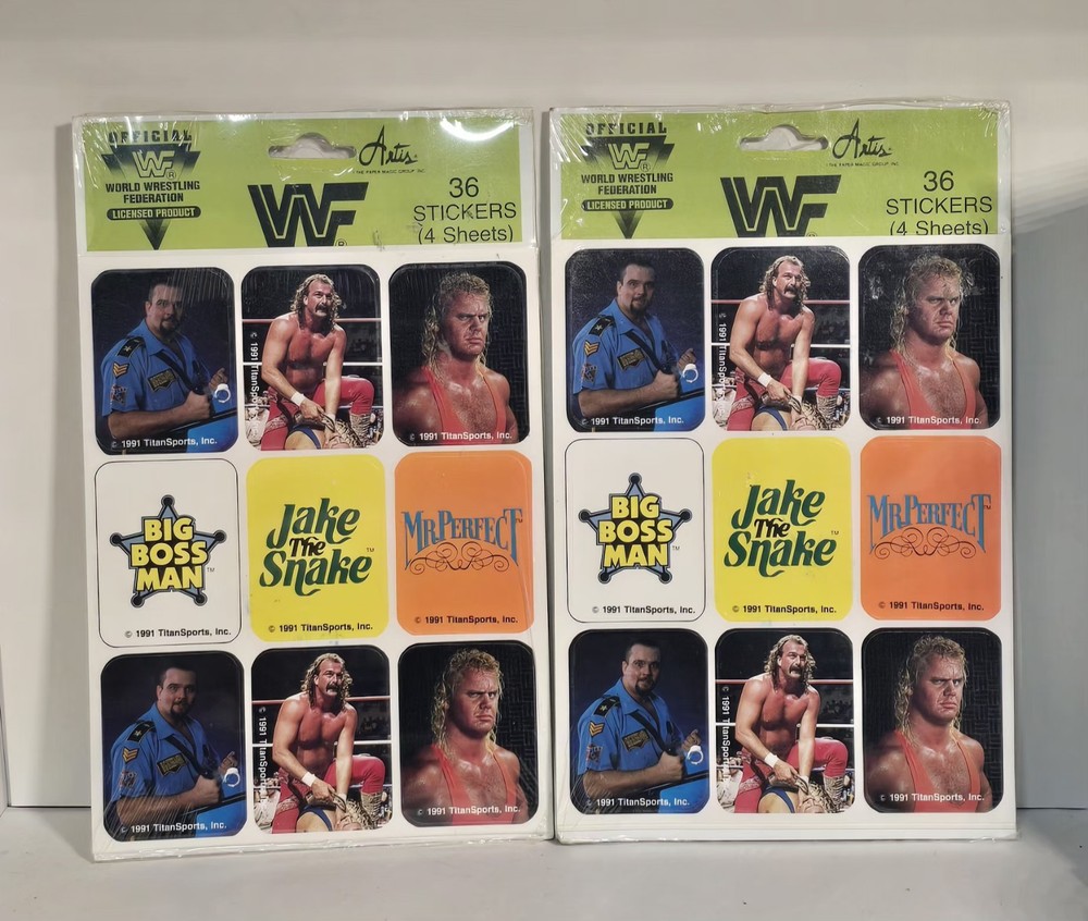 RARE 1991 WWE WWF Titan Sports Wrestling Sticker Packs Lot ×2 NEW & SEALED
