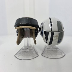 Star Wars Diecast Lot of 6 Black Silver Red Mini Helmets Stands Plastic Scratch