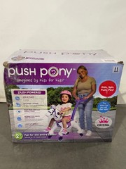 POWER PONY PUSH RIDING TOY 3+ YEARS, 100 LB CAPACITY – WHITE