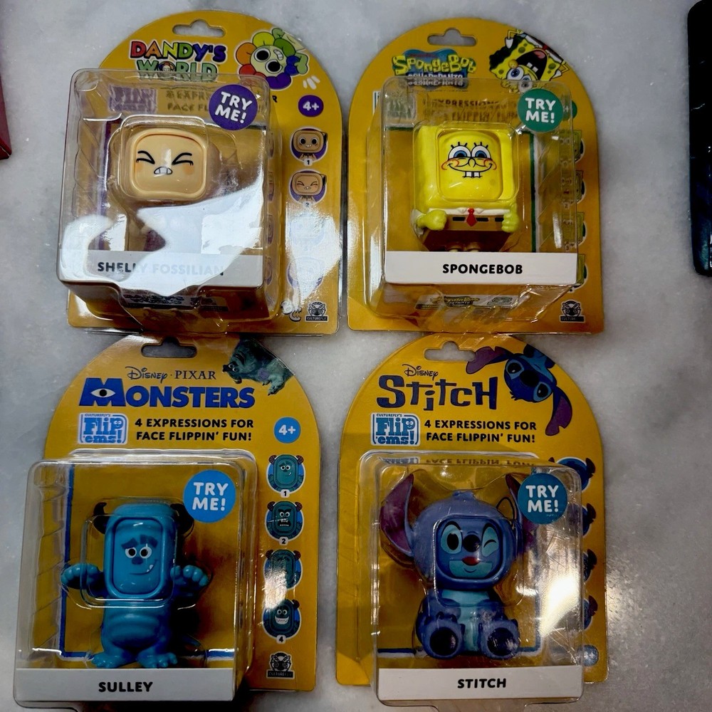 Flip ‘Ems Lot of 4 SpongeBob Stitch Sulley Dandy’s World Figures NIP