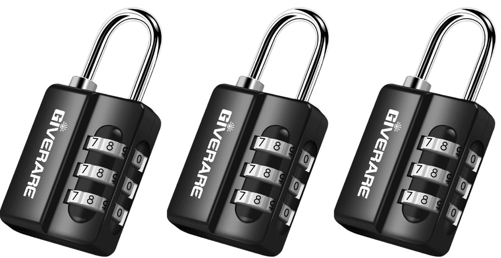 3pk 3-DIGIT RE-SETTABLE Gym School Locker Padlocks, Safe/Secure, EASY TO USE 16z