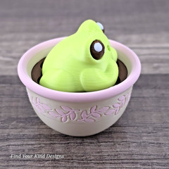 Tea Cup Frog Clicker – 3D Printed Fidget Keychain Sensory Stress Relief Toy