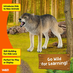 Wild Life Realistic Prowling Gray Wolf Figurine – Durable North American Forest