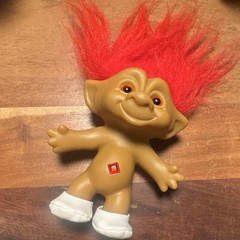 Troll Figure Toy Brown with Red Hair, White Shoes, Red Belly Gem