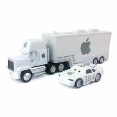 Disney Pixar Cars White No.84 Apple Mack Truck & Car 1:55 Diecast Car Toys Loose