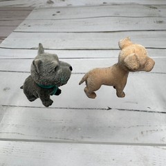 Vintage Puppy In My Pocket Flocked Dog Figures 1990s – Grey & Tan Lot Mattel