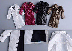 1/12 Scale Male Soldiers Clothes British Style Shiny Fabric Trench Coat Overcoat