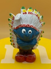 Smurfs 20144 American Indian Chief Smurf Colorful Headdress Vtg Figure Schleich