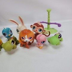 Hasbro Littlest Pet Shop LPS Figure Lot Dog Monkey Rabbit Bird Carrier 12pc