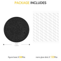 Lot 50 Display Stand Base 40mm For Funko POP figures & 60 nano glue dots Black