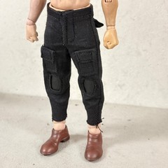 1/12 black calf-length Tactical Pants for 6″ medium to slim action figure body