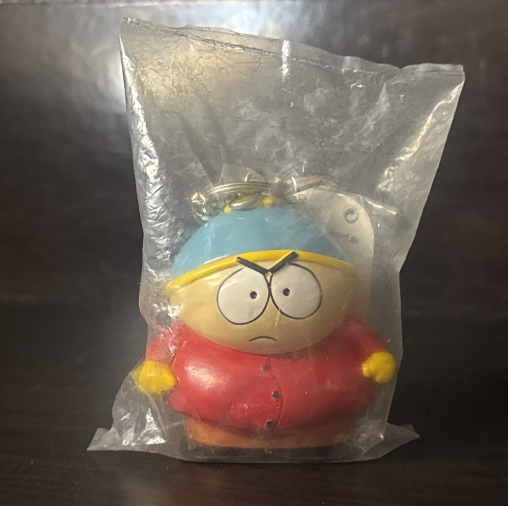 Vintage South Park Cartman Keychain Heavy Hard Plastic Sunburst Keyring New