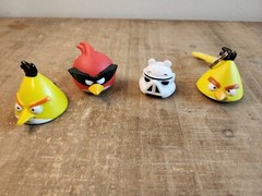 Angry Birds Lot Of 4 Vinyl PVC Plastic Figures. Keychain