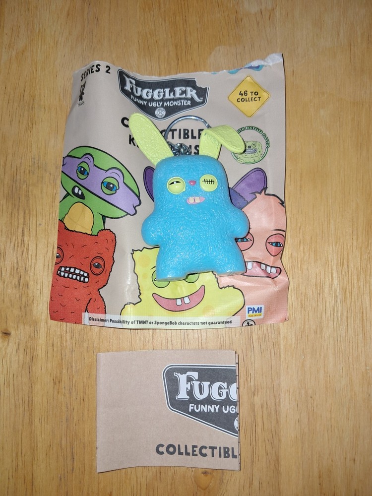 New Fuggler Bag Clip Metal Keychain Series 2 Rabid Rabbit Light Blue Sewn Eye