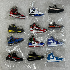 MINI 3D SILICONE ASSORTED SNEAKER DESIGNS KEY RINGS BAG CHARMS LOT OF 12 (D)