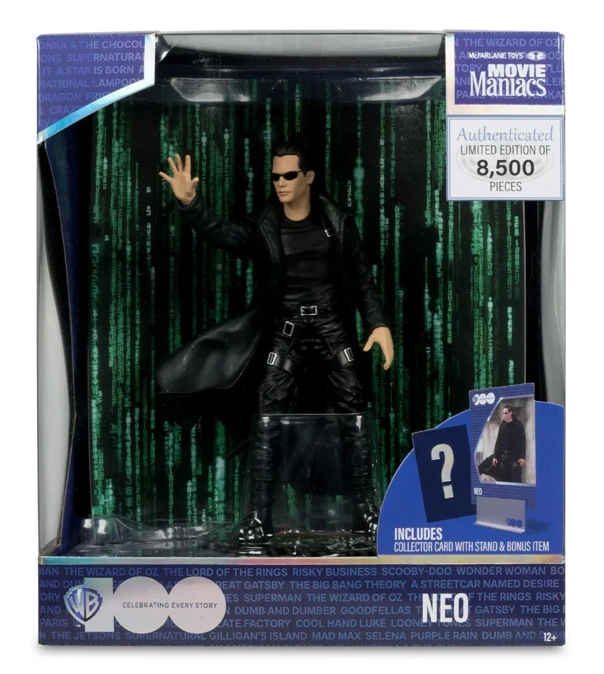 McFarlane Toys 2024 Movie Maniacs Neo Matrix WB Celebrating 100 Years 7” Figure