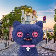 Fuggler 🐱 Alley Cats CHEEZEE (Blue) 🐱 NEW 9″ Fast Free Ship! Funny! Ugly! Cute