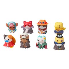 8 Pcs/Set One Piece Neko Cats Luffy Sabo Ace Law Chopper Cute PVC Figure Toy
