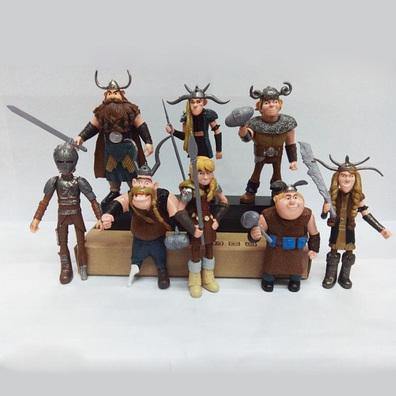 Set of 8 pcs How to Train Your Dragon: Hiccup Astrid Stoick Action Figures Toys
