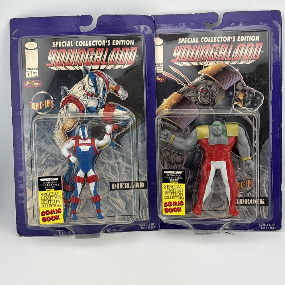 Youngblood Bend-Ems Lot 1995 JusToys Badrock Diehard MOC