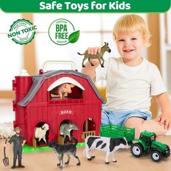 Farm Animals Toys for 1 2 3 4 5 Year old Toddlers Girls Boys, Big Red Barn Farm