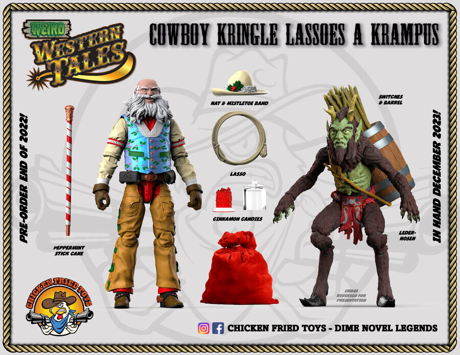 Weird Western Tales 1:18 scale (4″) Cowboy Kringle Lassoes the Krampus (2-pack)