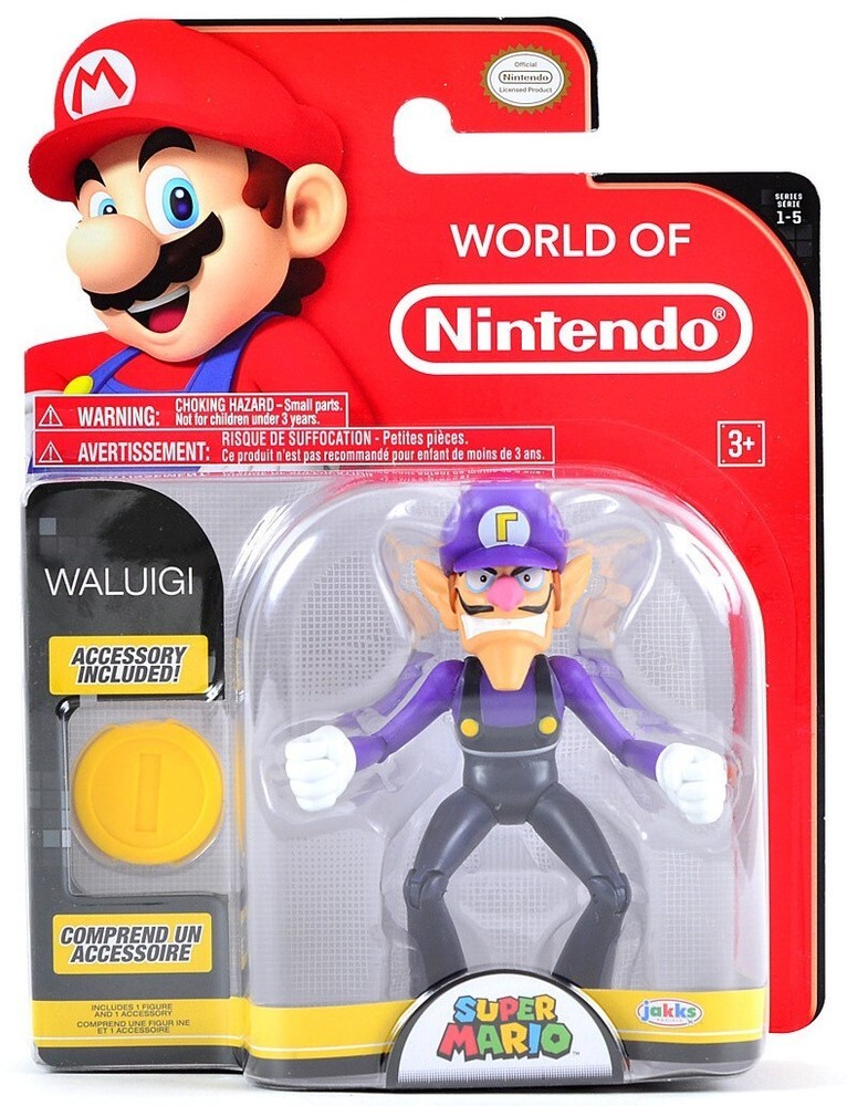 World of Nintendo Super Mario Waluigi 4 Inch Action Figure