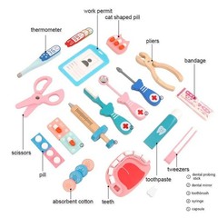 Wooden Pretend Play Doctor Educational Toys for Children Medical Simulation Set