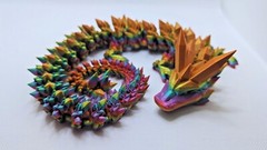 Rainbow Crystal Articulated Dragon with Egg, 9-24 inches, 3D Print, Custom Color