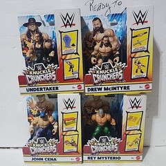Set of 4 WWE Knuckle Crunchers Figures Wave 6 Undertaker Cena Rey Drew McIntyre