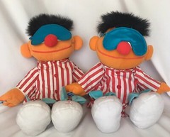 Two (2) Talking Sleepy Time Snoring Ernie Tyco Plush Doll Bedtime Sesame Street