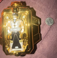 Power Rangers Super Megaforce gold key holder buckle and clear silver ranger key