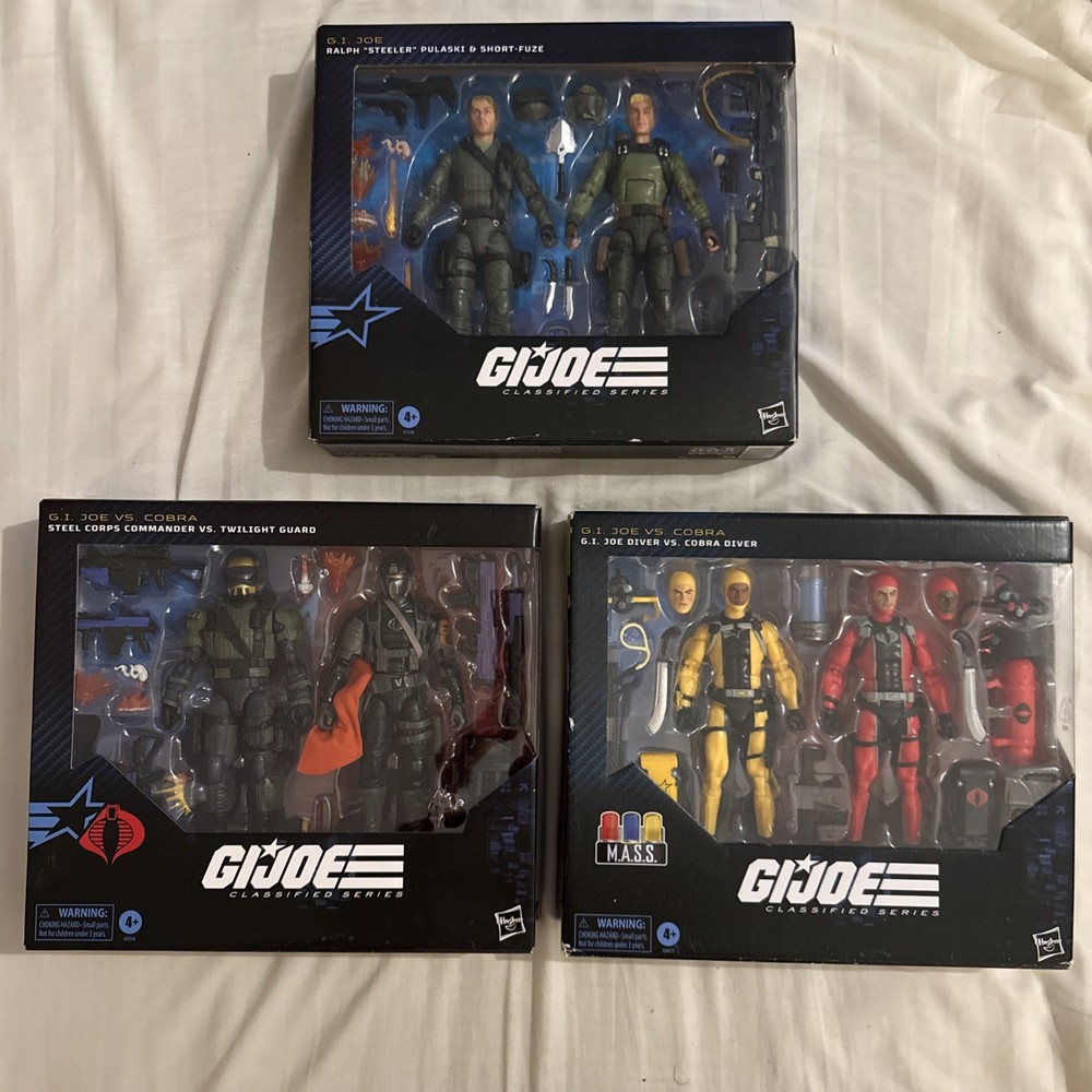 GI JOE CLASSIFIED SERIES SET OF 3 STEELER+ SHORT FUZE,TWILIGHT+STEEL CORP, DIVER