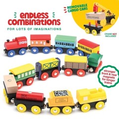 Wooden Train Set 12 Pcs Magnetic Includes 3 Engines-Toy Train Sets for Kids