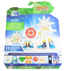Sonic 35th Anniversary Silver with Red Star Spring 4 Inch Action Figure with 11